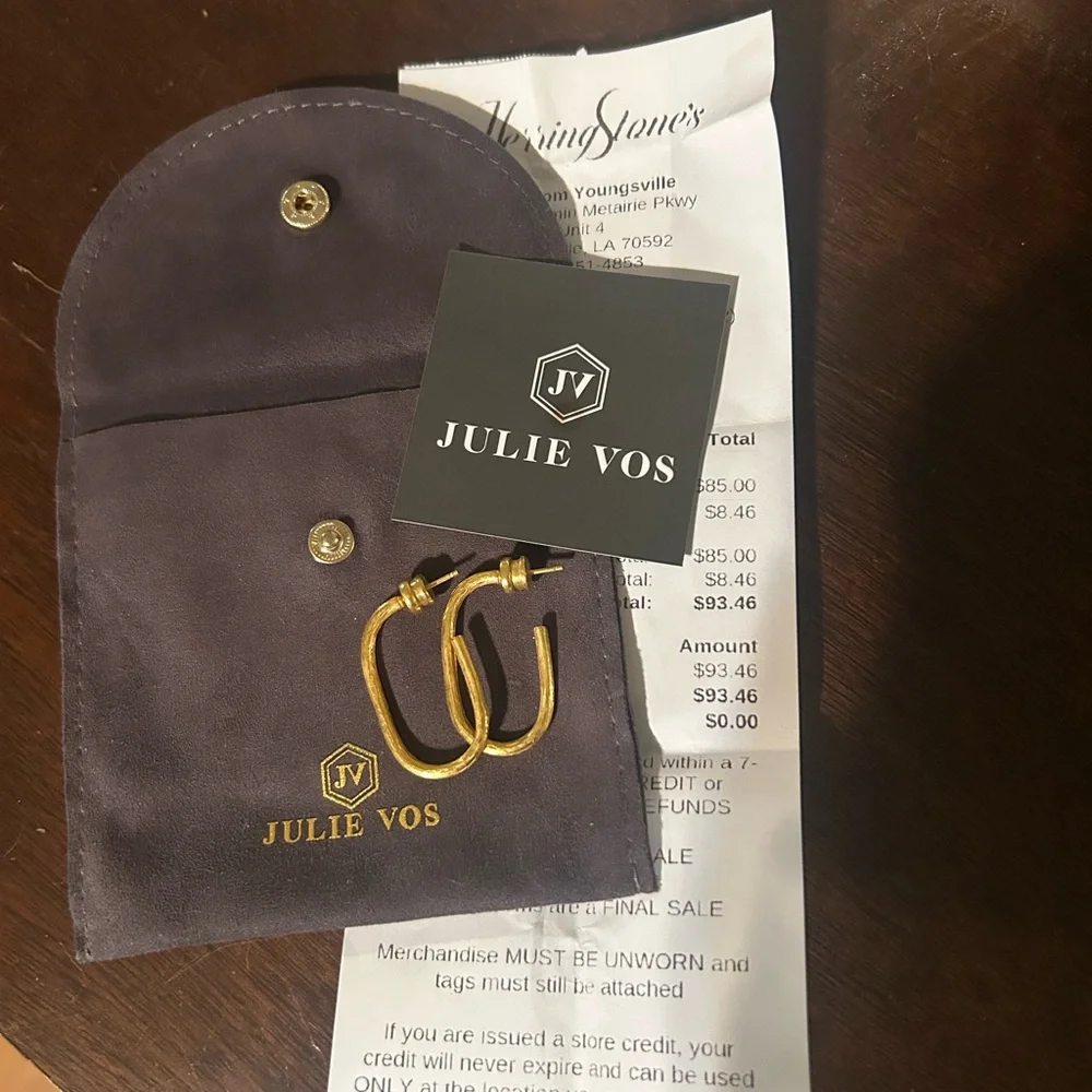 Julie Vos Gold Hoop Earrings with Pouch - Picture 2 of 2